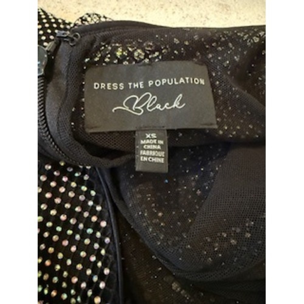 NWOT Dress The Population Black Rhinestone Long Sleeve Mini Dress‎